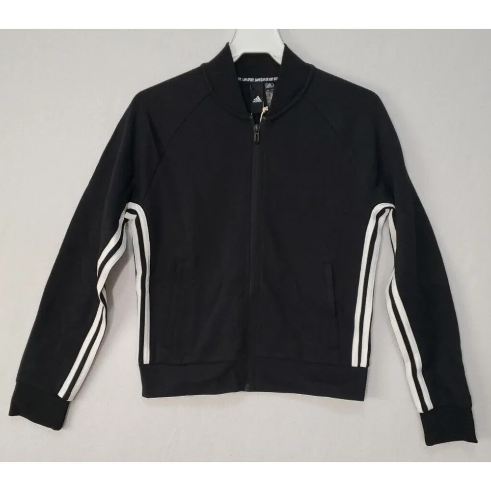 Adidas Must Haves 3 Stripes Track Jacket DX7971 Black Women's Size Small NWT - Picture 2 of 7